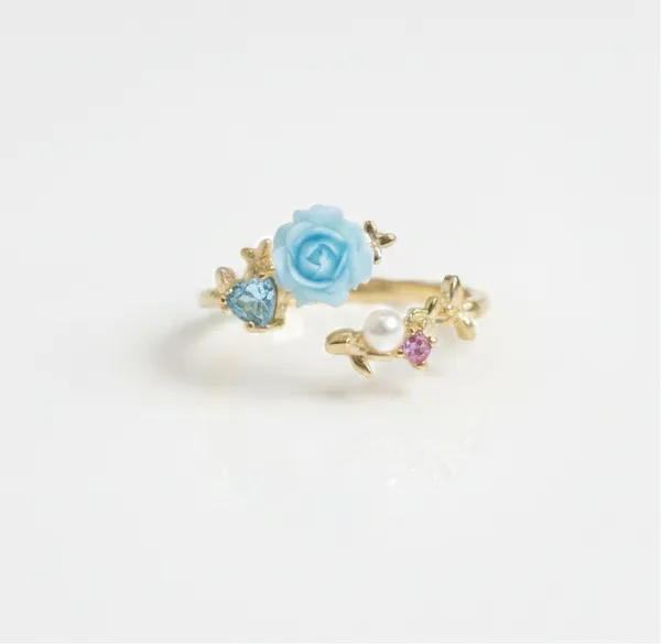 Light_Blue_And_Gold_Sky_Blue_Rose_Petal_Ring_For_Women